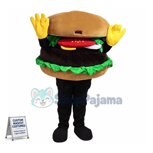 Delicious Burger In Fast Food Restaurant Mascot Costume