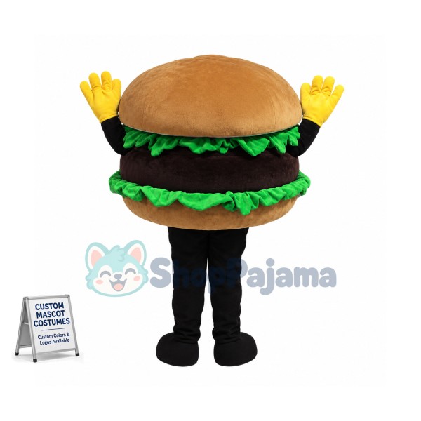 Delicious Burger In Fast Food Restaurant Mascot Costume