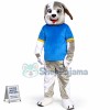 The Delighted Gray & White Dog Mascot Costume