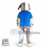 The Delighted Gray & White Dog Mascot Costume
