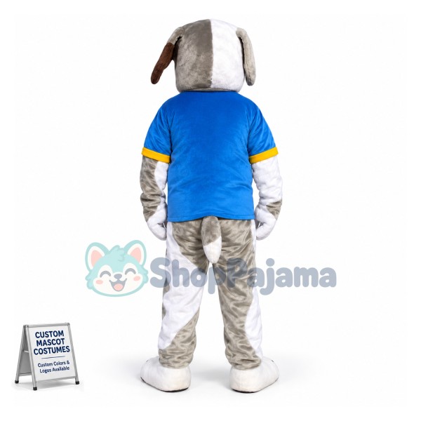 The Delighted Gray & White Dog Mascot Costume