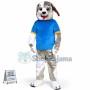 The Delighted Gray & White Dog Mascot Costume