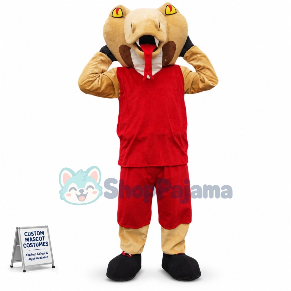 Excited Golden Python Sportsman Mascot Costume