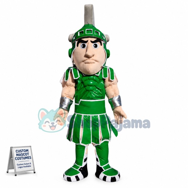 Green Armor Samurai With Low Morale Mascot Costume