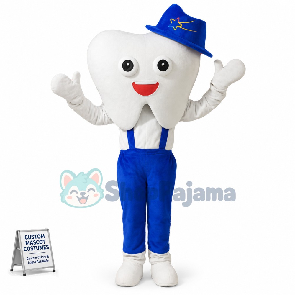 Top Hat Tooth Doll On Display Mascot Costume