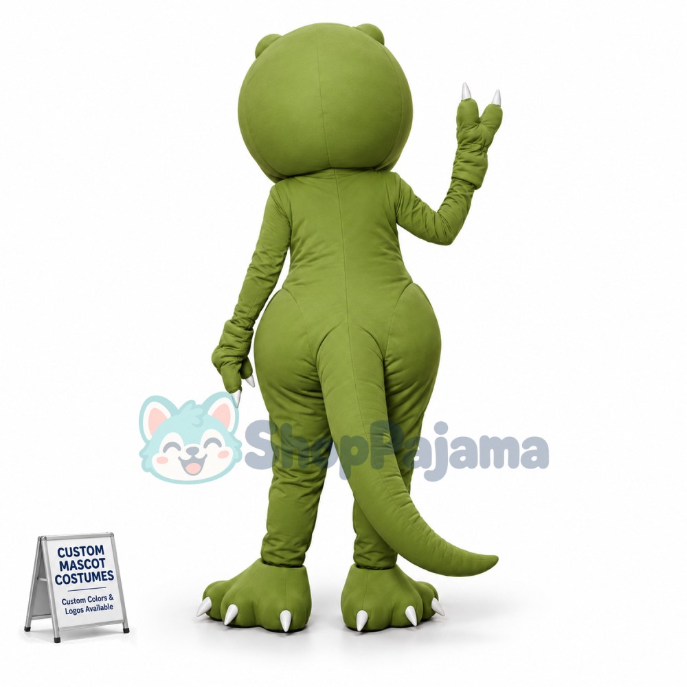 The Green Big-headed Dinosaur Mascot Costume