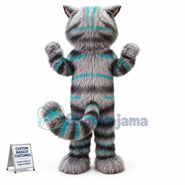 Terrible Blue-eyed Maine Coon Cat Mascot Costume