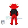 Red Demon Wearing Feather Cape Mascot Costume