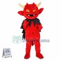 Red Demon Wearing Feather Cape Mascot Costume