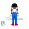 Black Schoolgirl With Long Braids Mascot Costume