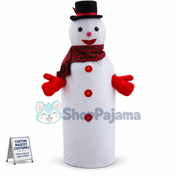 Warm Christmas Snowman With Long Body Mascot Costume