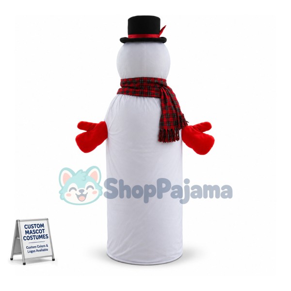 Warm Christmas Snowman With Long Body Mascot Costume