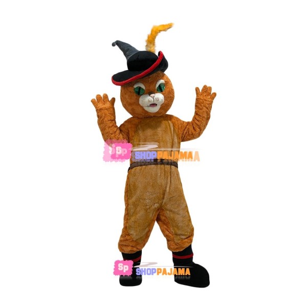 Vivid Boots Cat Wearing Top Hat Cartoon Mascot Costume