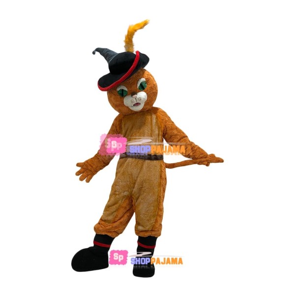 Vivid Boots Cat Wearing Top Hat Cartoon Mascot Costume