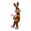 Convivial Brown Bugs Bunny With Collar Mascot Costume