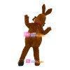 Convivial Brown Bugs Bunny With Collar Mascot Costume