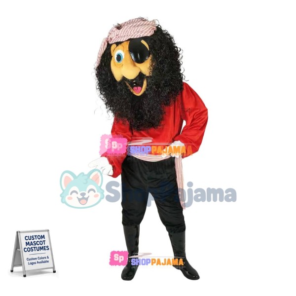 Excited Slovenly One-eyed Pirate Mascot Costume