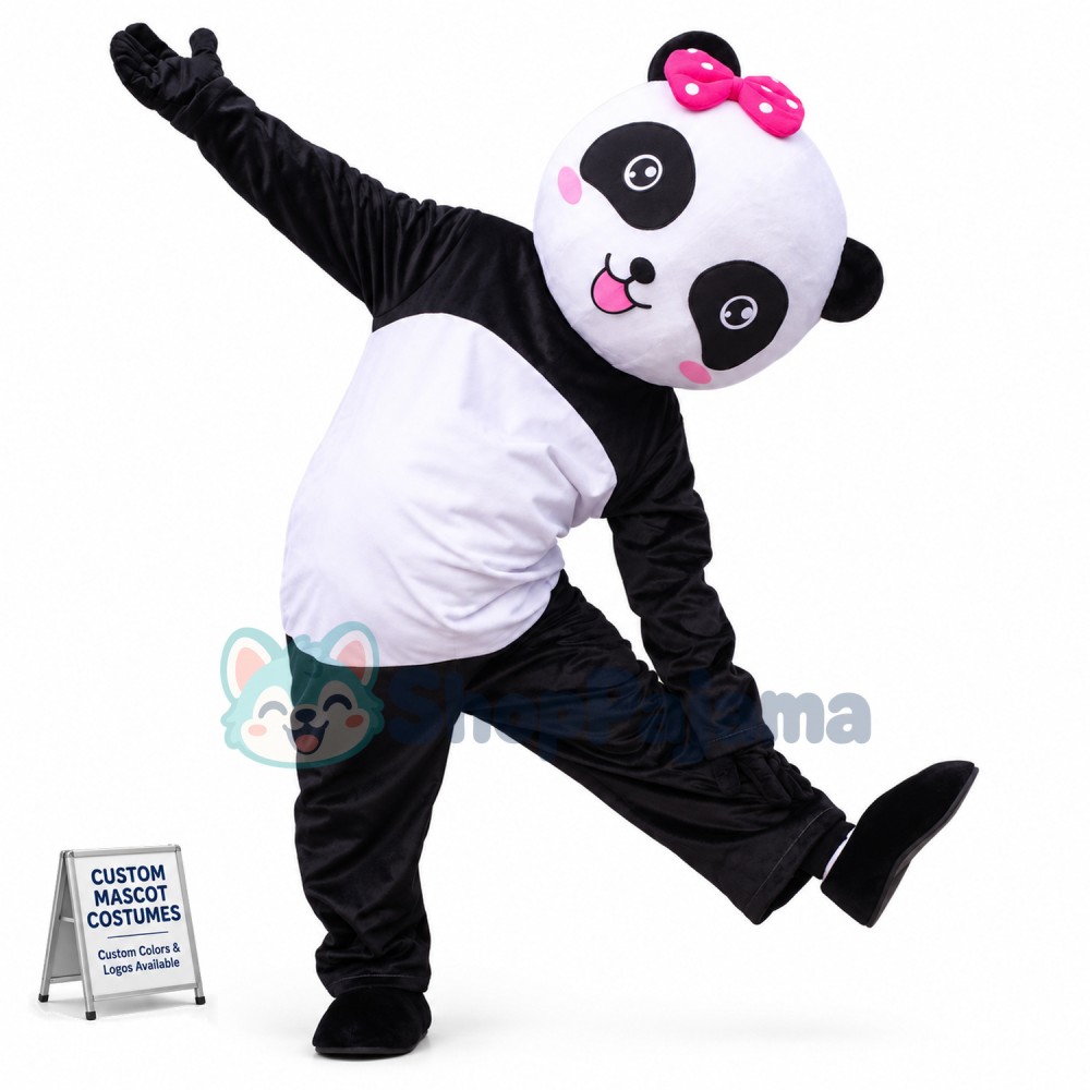 Active Lively Cartoon Panda Mascot Costume