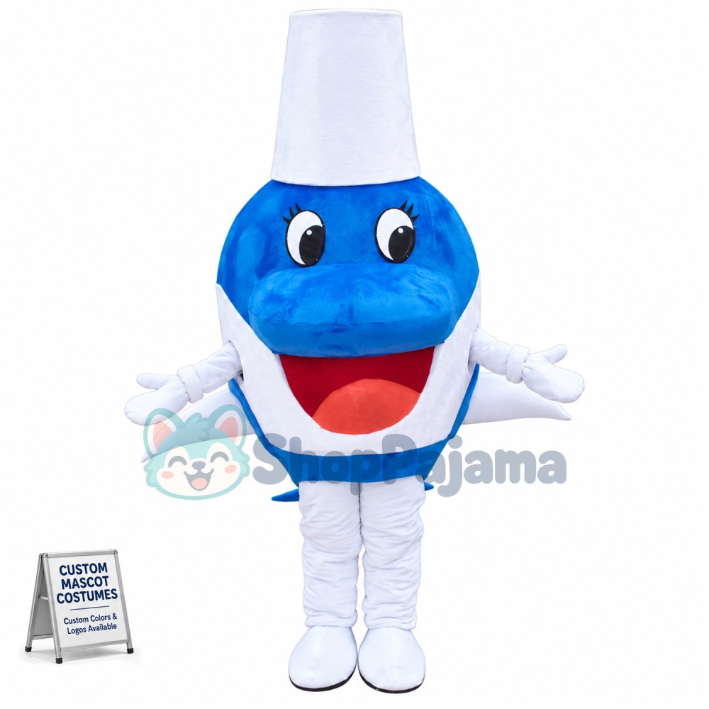 Happy Dolphin With Top Hat Mascot Costume