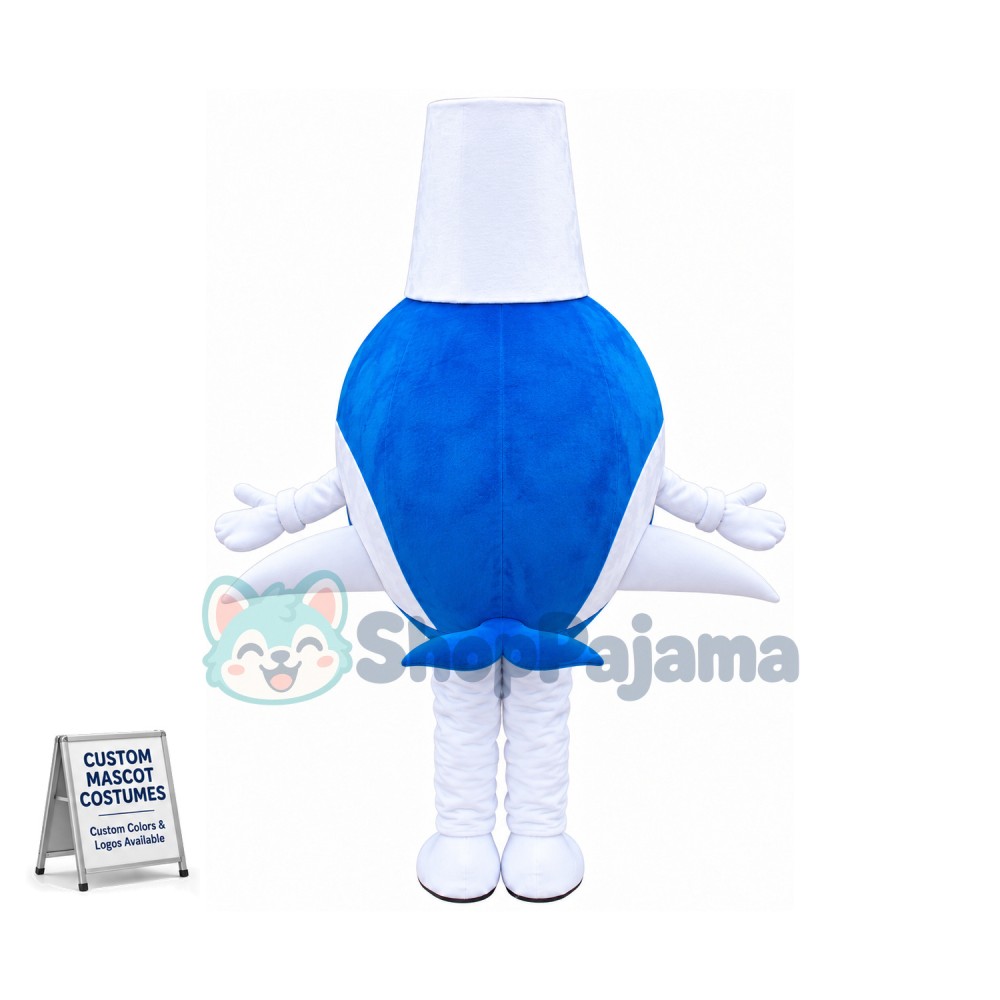 Happy Dolphin With Top Hat Mascot Costume