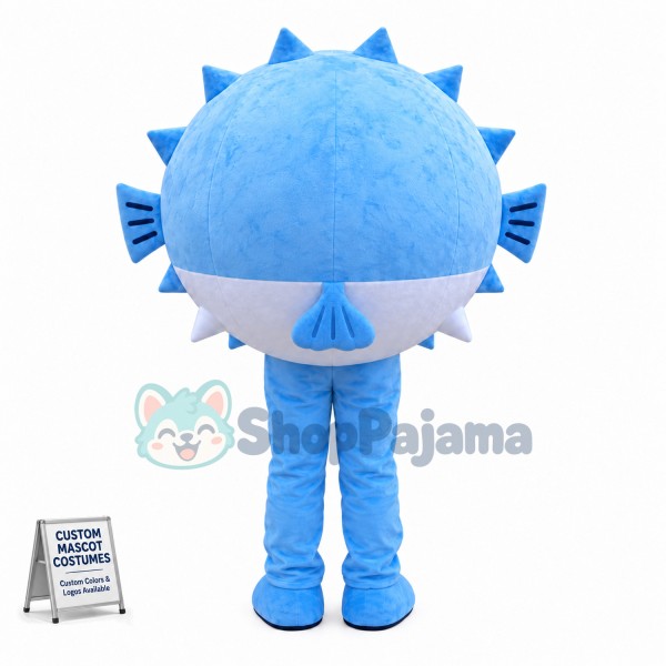Adorable Cartoon Bulging Pufferfish Mascot Costume