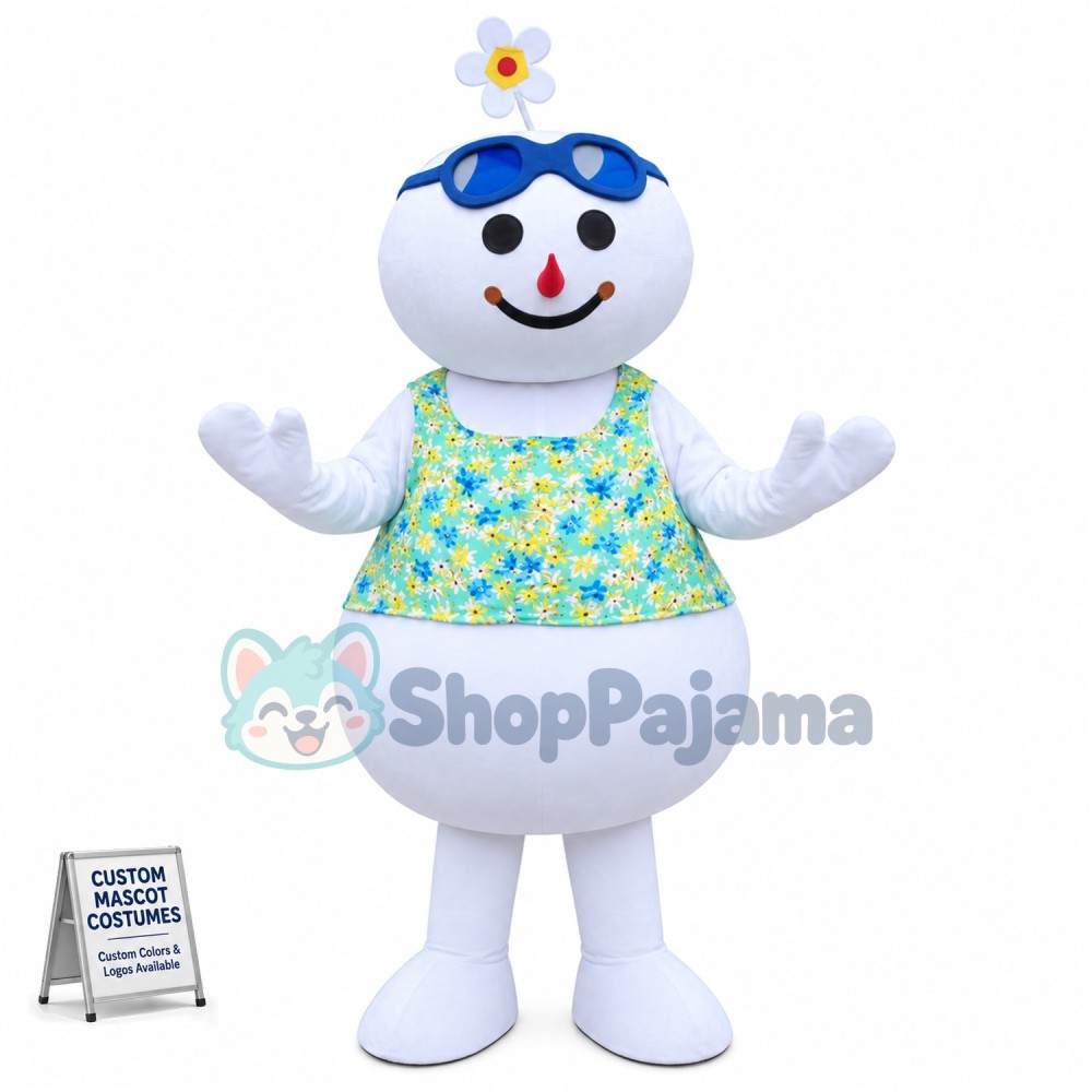 Brilliant Snowman With Flower Vest Mascot Costume