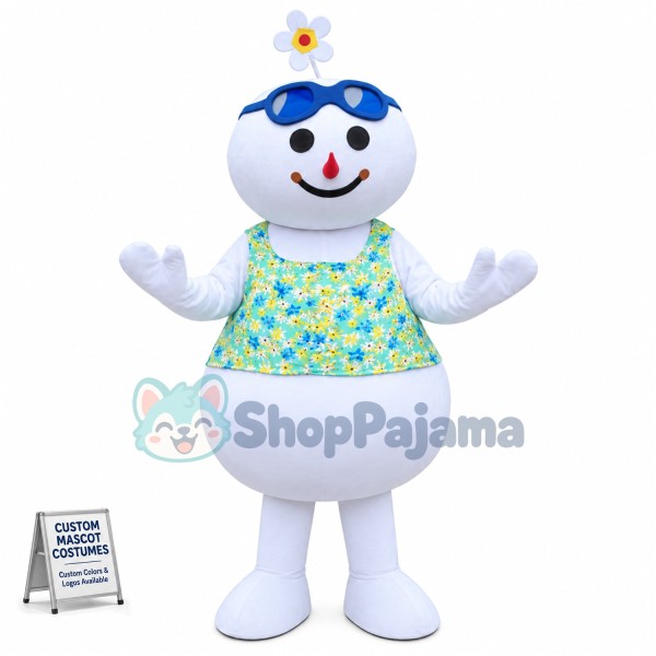 Brilliant Snowman With Flower Vest Mascot Costume