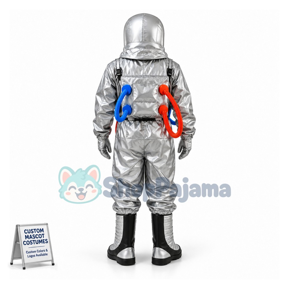 The Great Astronaut In Silver Aviation Suit Mascot Costume