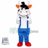 Active Cow Wearing Blue Pants Mascot Costume