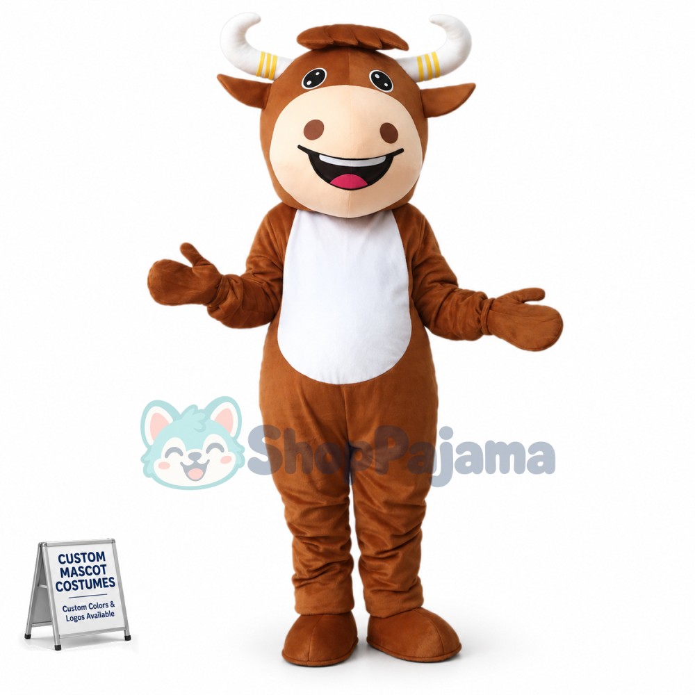 The Exuberant Cattle Cartoon Mascot Costume