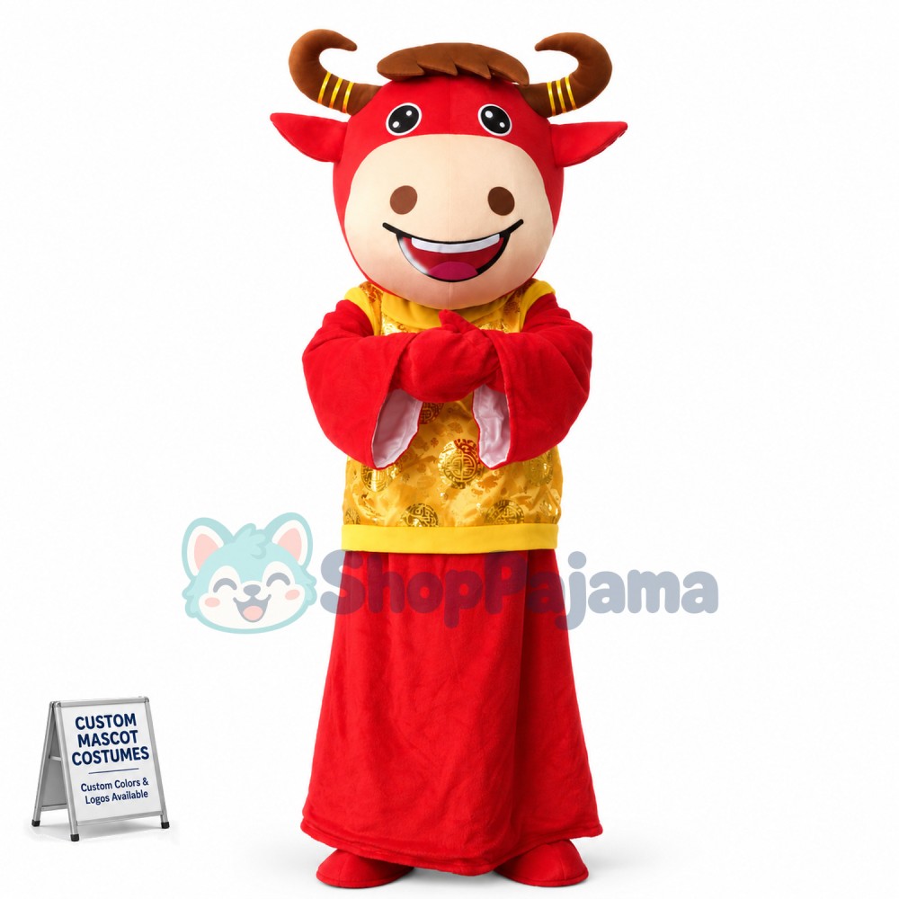 Blessed Cattle In The Colorful Vest Mascot Costume