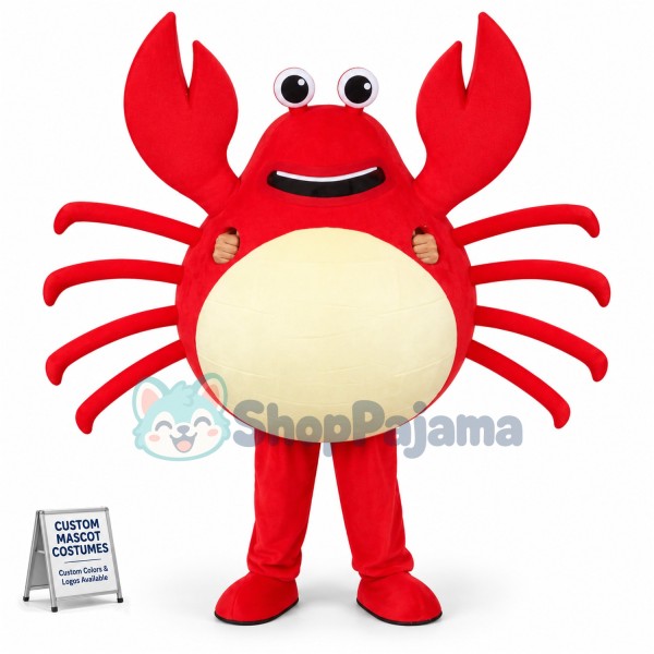 Cartoon Live Crab Brandishing Tongs Mascot Costume