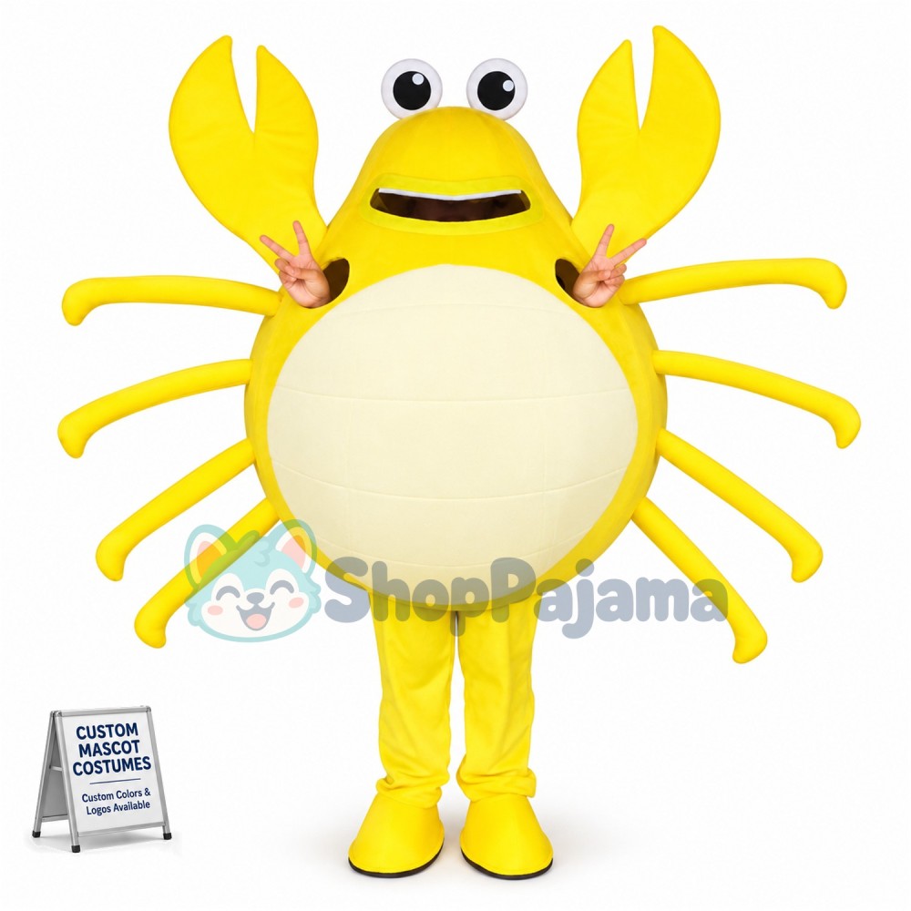 Cartoon Live Crab Brandishing Tongs Mascot Costume