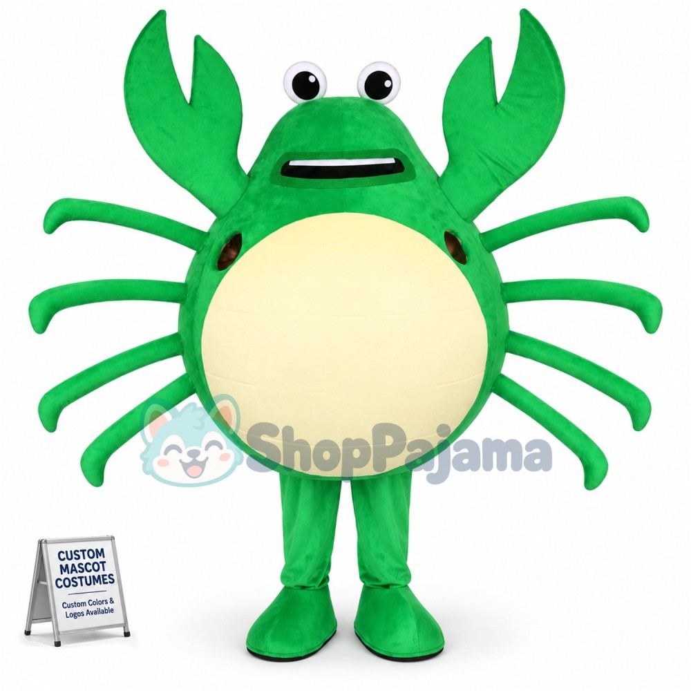 Cartoon Live Crab Brandishing Tongs Mascot Costume