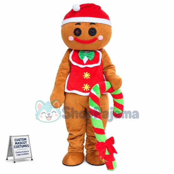 Christmas Gingerbread Man With Candy Mascot Costume