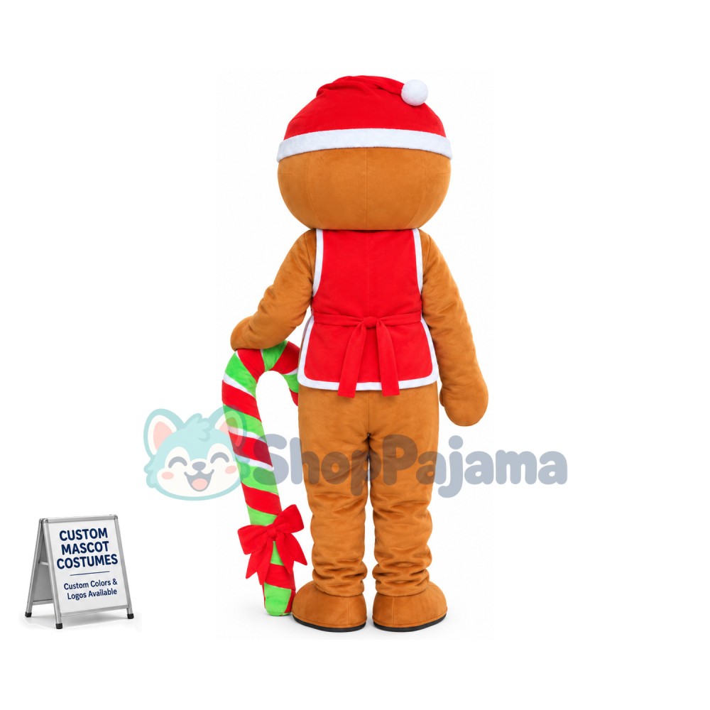 Christmas Gingerbread Man With Candy Mascot Costume