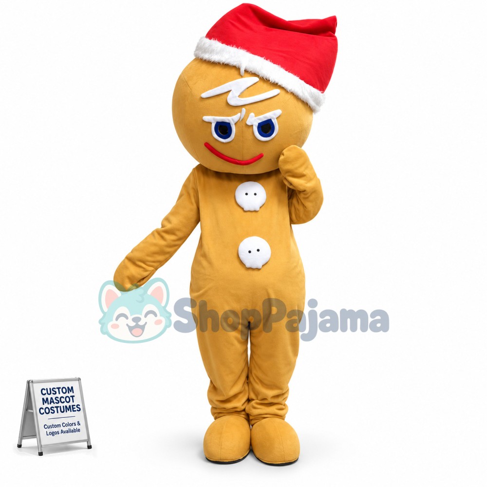 Christmas Soft Gingerbread Man Mascot Costume