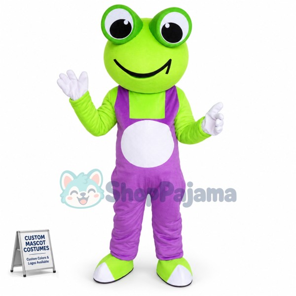 Bright Frog With Happy Smile Mascot Costume