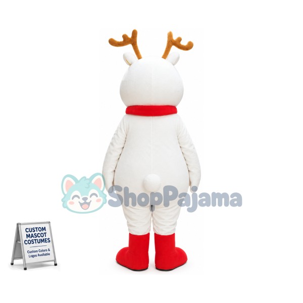 Warm White Christmas Fawn Mascot Costume