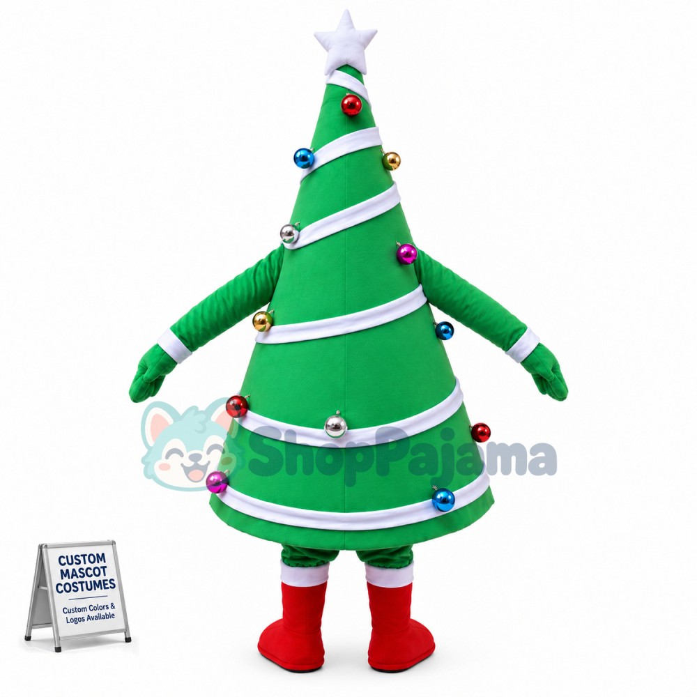 Christmas Tree With Silver Star Mascot Costume