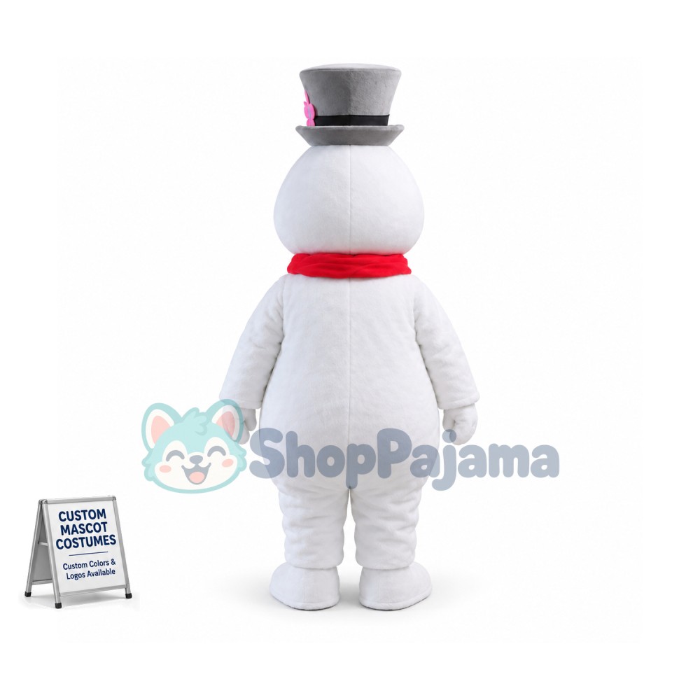 Adult Cartoon Snowman With Pipe Mascot Costume