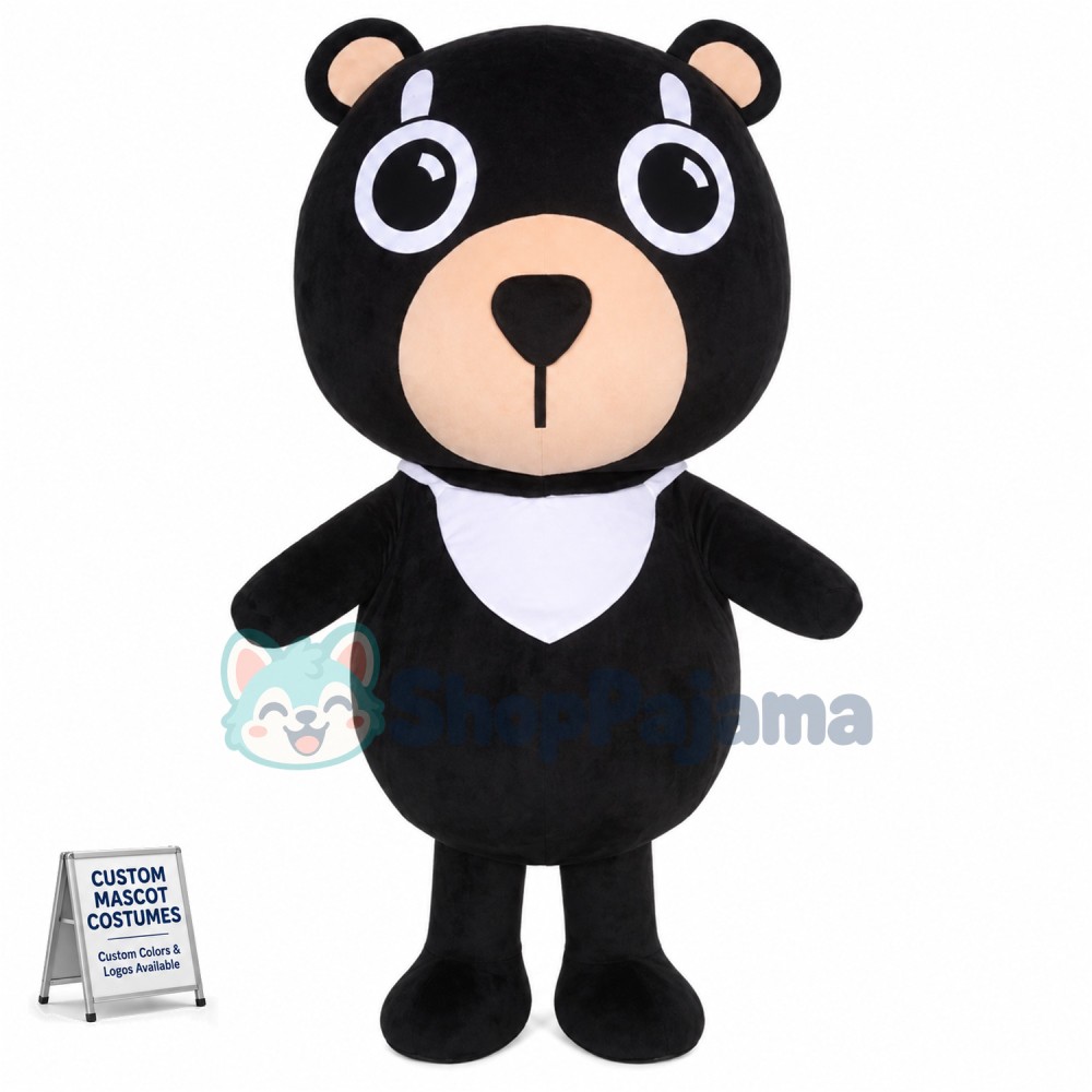 Black Naive Bib Bear Mascot Costume
