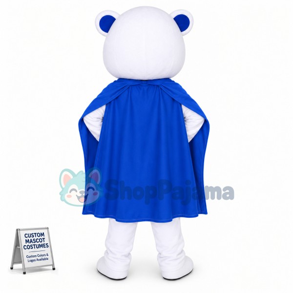 Brave Super Hero White Bear Mascot Costume