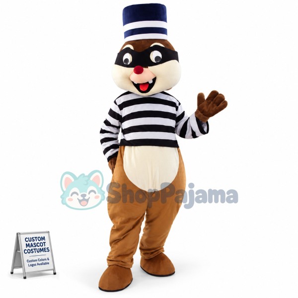 Thief Squirrel Wearing the Blindfold Mascot Costume