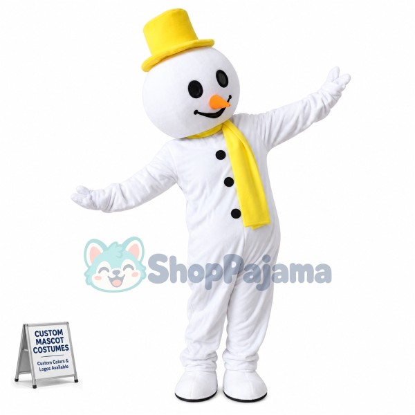 Vivid Winter Snowman Cartoon Mascot Costume