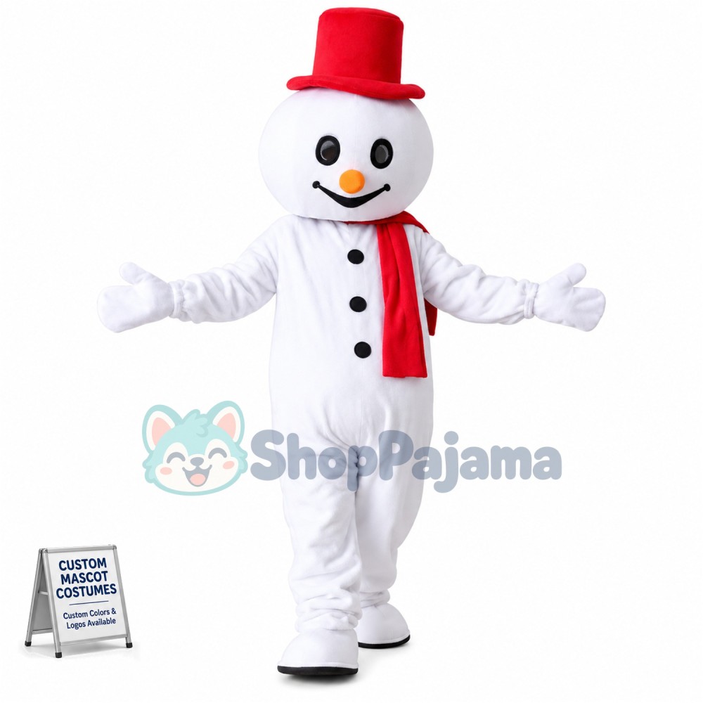 Vivid Winter Snowman Cartoon Mascot Costume