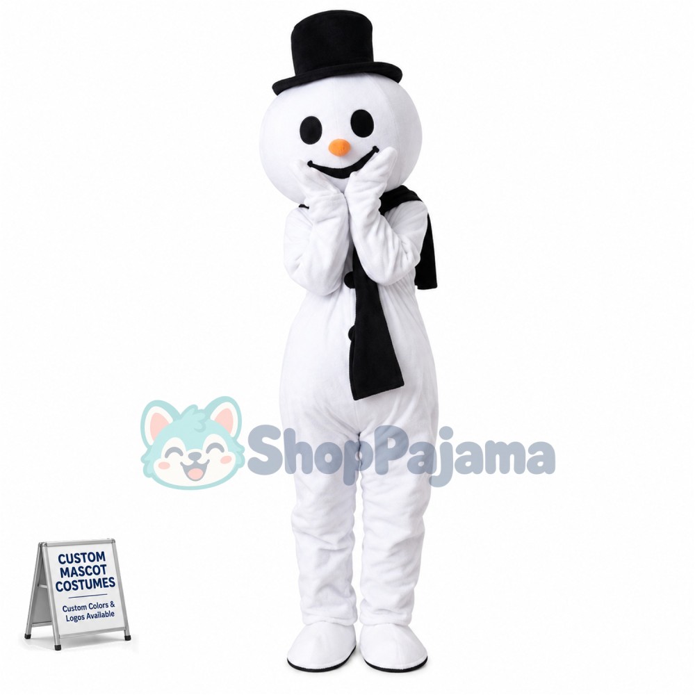 Vivid Winter Snowman Cartoon Mascot Costume