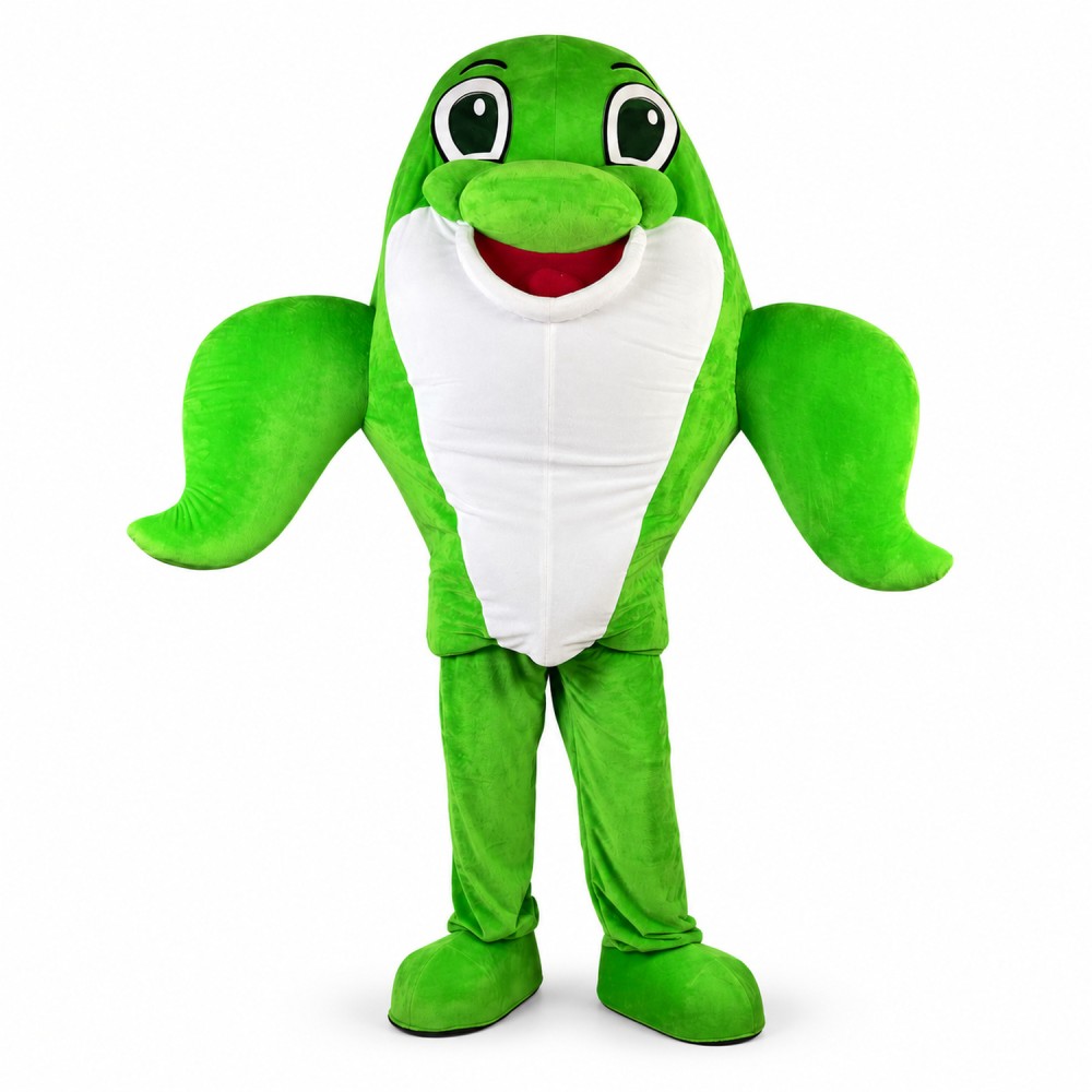 Agreeable Little Green Dolphin Mascot Costume