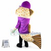 Big Mouth Catfish In Purple Coat Mascot Costume