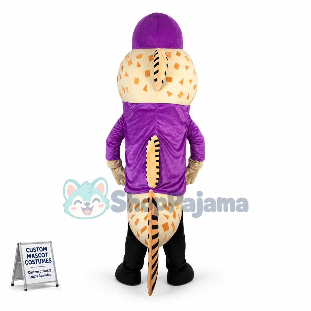 Big Mouth Catfish In Purple Coat Mascot Costume